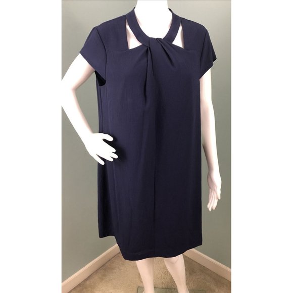 NWT Women's CeCe by Cynthia Steffe Purple Twist Neck Shift Dress Sz 14 - Picture 5 of 11